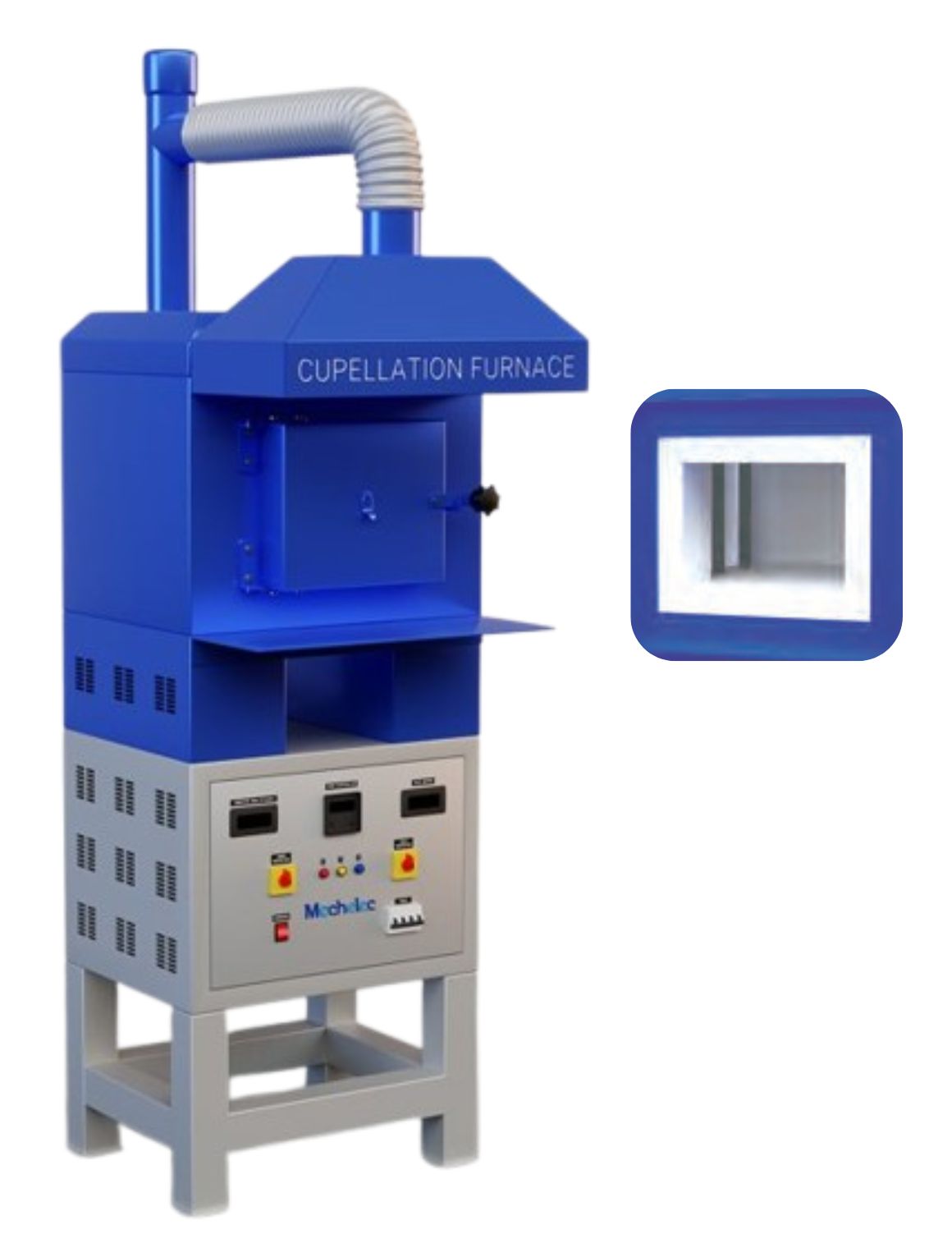 Cupellation Furnace Open Muffle design for efficient precious metal refining and cupellation processes, offering easy access and uniform heating. Silver and Gold