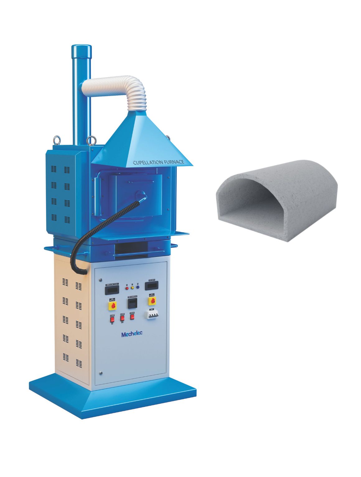 Cupellation Furnace featuring SiC Muffle, used with Cupels in the cupellation process of fire assay of gold and Silver. Mechelec is the best Cupellation Furnace suppliers across UAE, Asia and Africa
