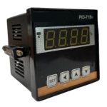 Digital temperature controller displaying current and setpoint temperatures on a control panel