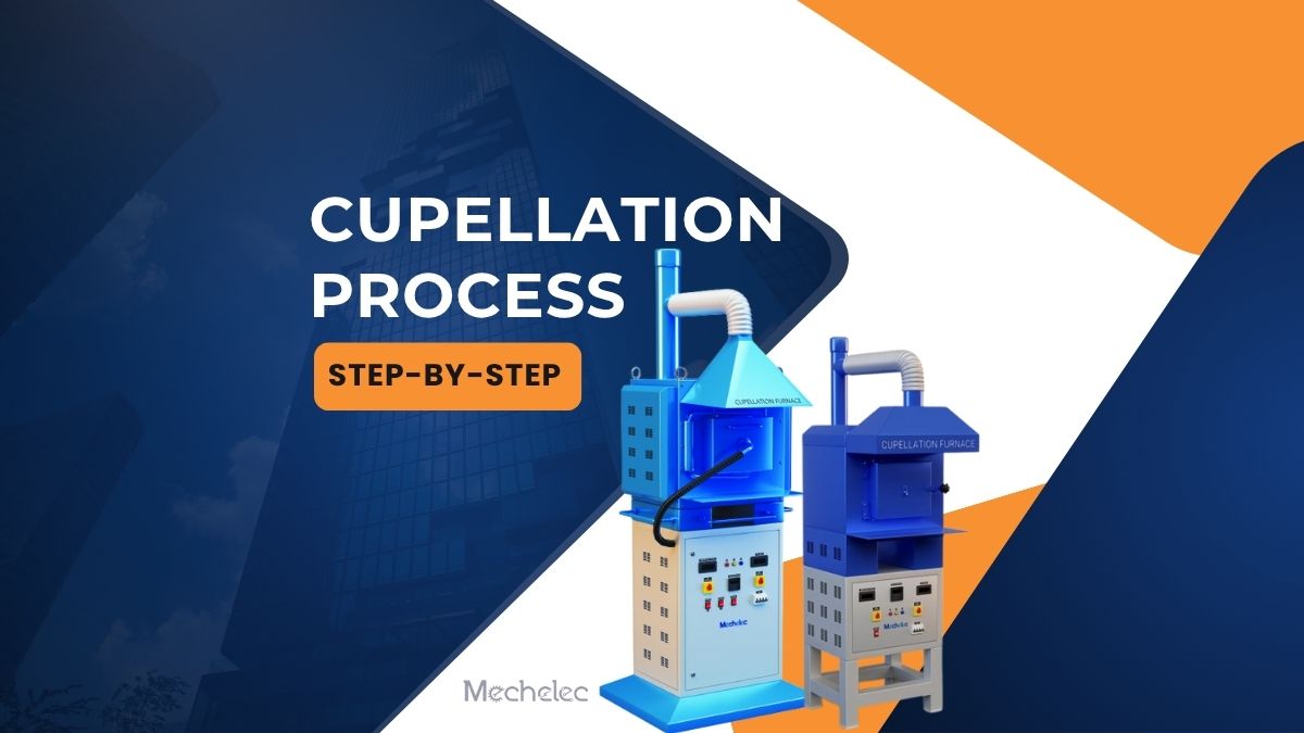 Visual representation of the cupellation process featuring two modern cupellation furnaces used for refining gold and silver