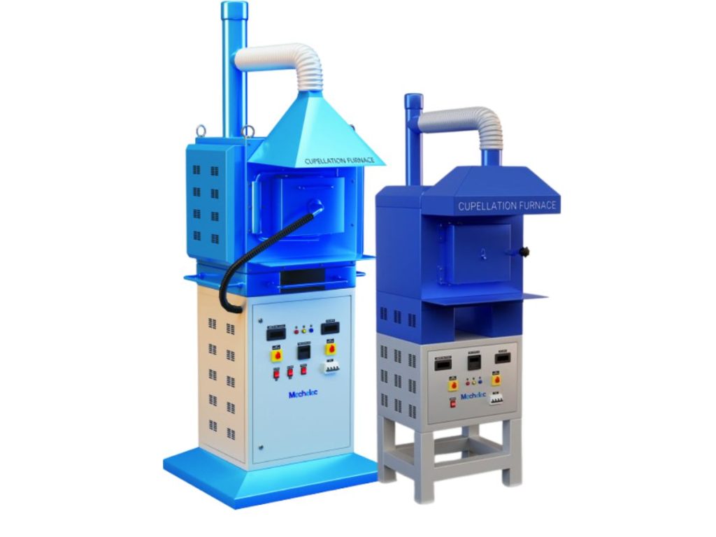 SiC muffle cupel furnace for fire assay by Mechelec. Open muffle cupel furnace for gold and silver testing.