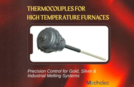 High-temperature thermocouple probe inside a gold melting furnace for precise temperature contr